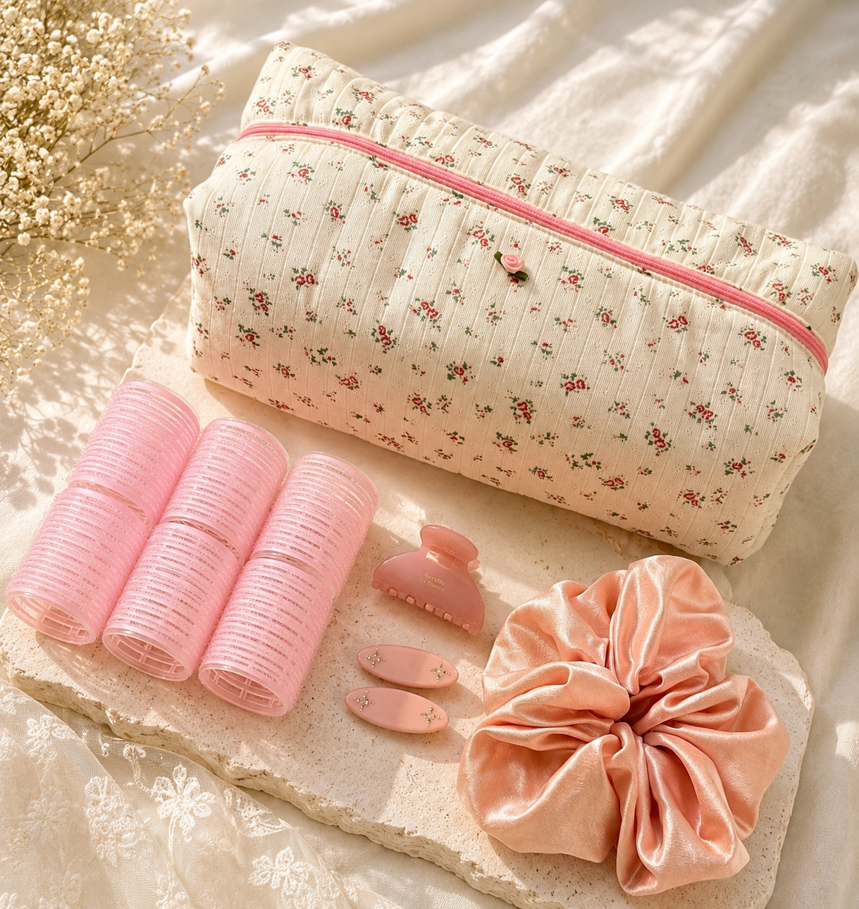 Pink Blossom Hair Essentials Bundle 🌸